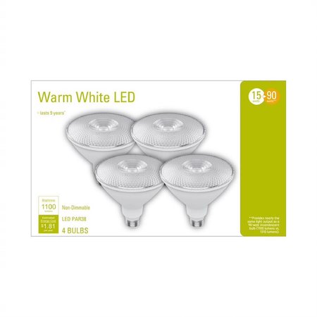 CURRENT PAR38 E26 (Medium) LED Floodlight Bulb Warm White 90 Watt Equivalence , 4PK 93129325